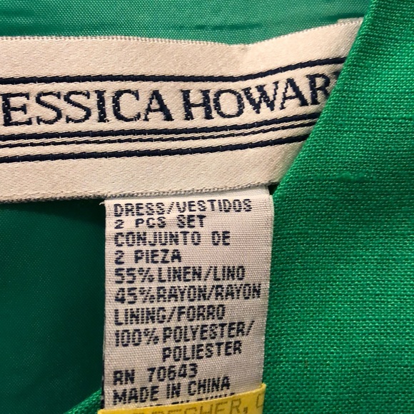 JESSICA HOWARD-2 PC LT EMERALD GREEN LINEN DRESS - Picture 8 of 8
